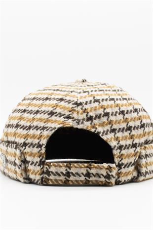 Unisex Bej Desenli Yünlü Docker Şapka