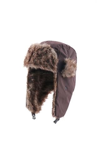 Unisex Çocuk Sıcak Kürklü Bere Kışlık Kulaklı Kayak Şapkası 52Cm