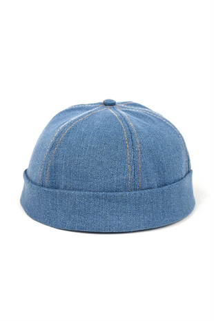 Unisex Denim Docker Cap Sipersiz Kot Şapka