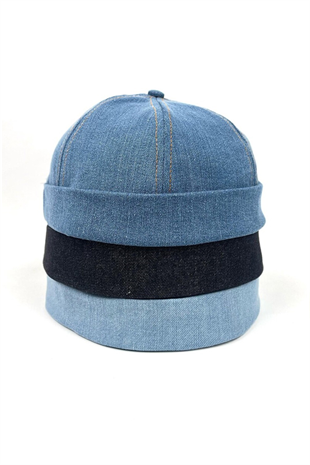Unisex Denim Docker Cap Sipersiz Kot Şapka
