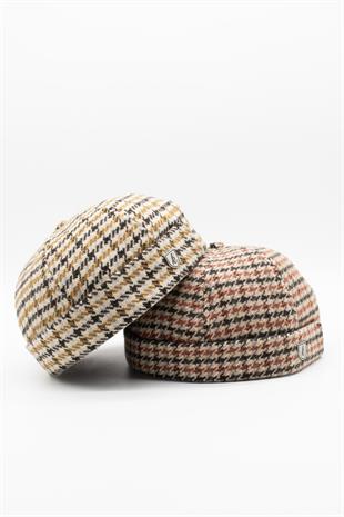 Unisex Kiremit Desenli Yünlü Docker Şapka