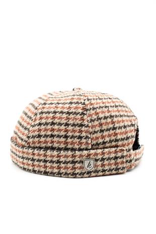 Unisex Kiremit Desenli Yünlü Docker Şapka