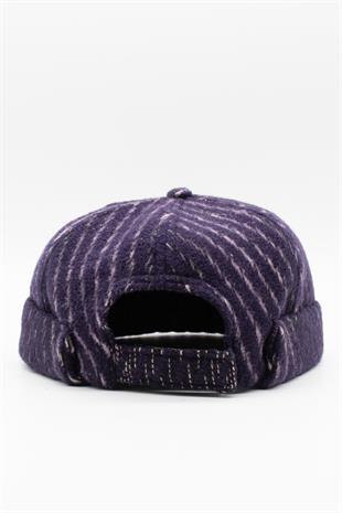 Unisex Mor Desenli Yünlü Docker Şapka