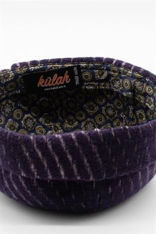 Unisex Mor Desenli Yünlü Docker Şapka