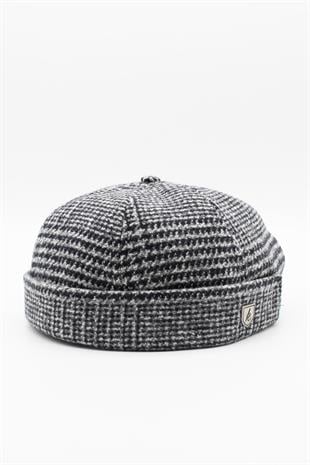 Unisex Siyah Desenli Yünlü Docker Şapka