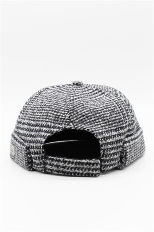 Unisex Siyah Desenli Yünlü Docker Şapka