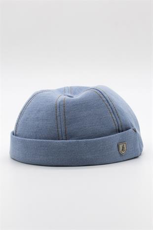 Urban Açık Mavi Docker Şapka - Sipersiz Denim %100 Pamuk Kep