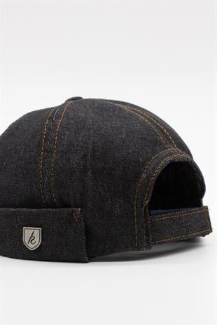 Urban Siyah Docker Şapka - Sipersiz Denim %100 Pamuk Kep