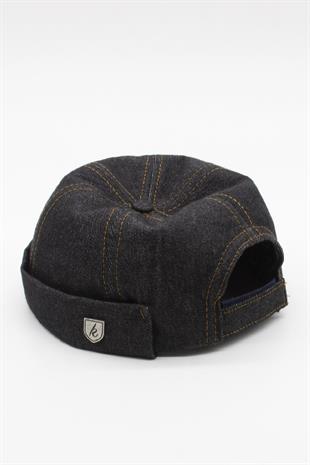 Urban Siyah Docker Şapka - Sipersiz Denim %100 Pamuk Kep