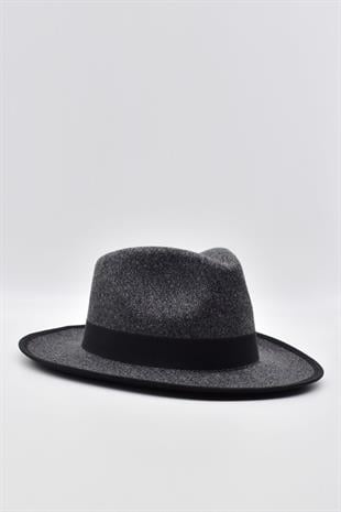 Erkek Fedora Fötr Şapka Panama İngiliz Trilby Kasket Gri