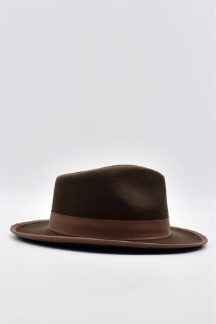 Erkek Fedora Fötr şapka Panama İngiliz Trilby Kasket Kahve