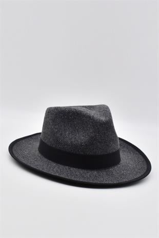 Erkek Fedora Fötr Şapka Panama İngiliz Trilby Kasket Gri