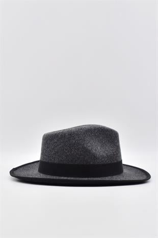 Erkek Fedora Fötr Şapka Panama İngiliz Trilby Kasket Gri