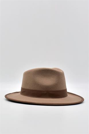 Erkek Fedora Fötr Şapka Panama İngiliz Trilby Kasket Bej