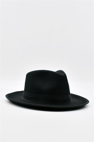 Erkek Fedora Fötr Şapka Panama İngiliz Trilby Kasket Siyah