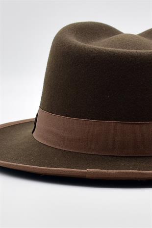Erkek Fedora Fötr şapka Panama İngiliz Trilby Kasket Kahve