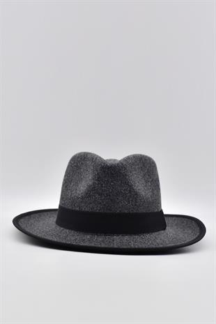 Erkek Fedora Fötr Şapka Panama İngiliz Trilby Kasket Gri