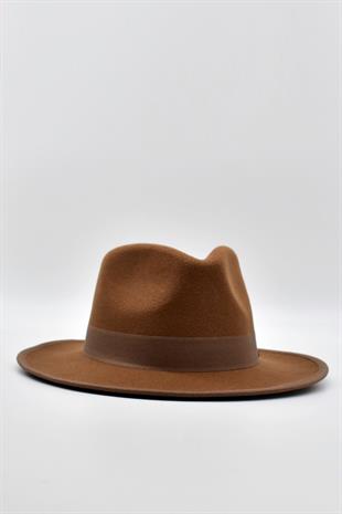 Erkek Fedora Fötr Şapka Panama İngiliz Trilby Kasket Taba