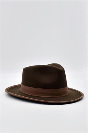 Erkek Fedora Fötr şapka Panama İngiliz Trilby Kasket Kahve