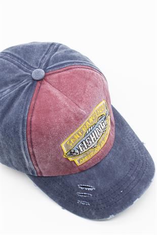 Eskitme Balık Logolu Denim Şapka | San Francisco Trucker Kep