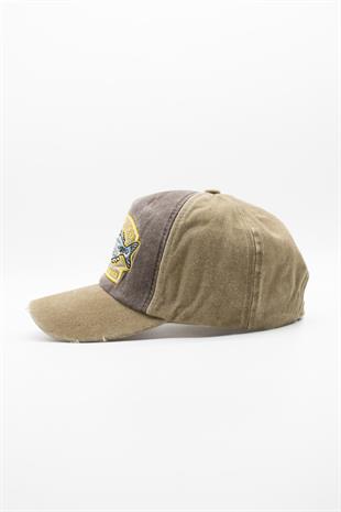 Eskitme Balık Logolu Denim Şapka | San Francisco Trucker Kep