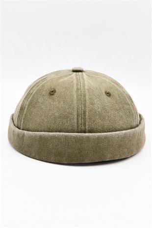 Vintage Retro Bej Eskitme Pamuk Cap Docker Şapka