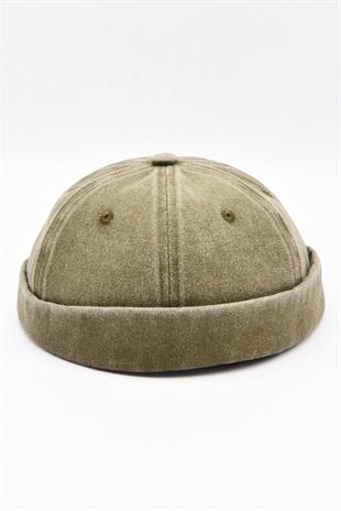 Vintage Retro Bej Eskitme Pamuk Cap Docker Şapka