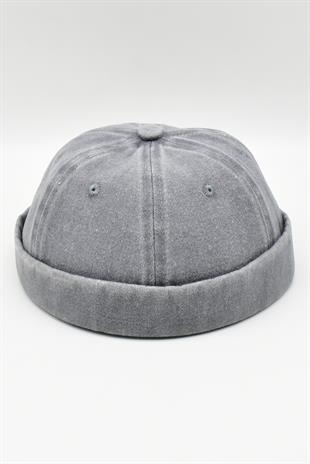 Vintage Retro Gri Eskitme Pamuk Cap Docker Şapka