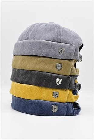 Vintage Retro Gri Eskitme Pamuk Cap Docker Şapka