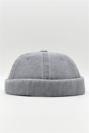 Vintage Retro Gri Eskitme Pamuk Cap Docker Şapka