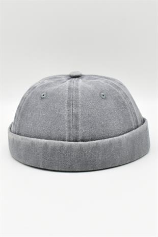 Vintage Retro Gri Eskitme Pamuk Cap Docker Şapka