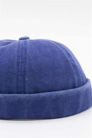 Vintage Retro Mavi Eskitme Pamuk Cap Docker Şapka