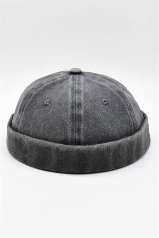 Vintage Retro Siyah Eskitme Pamuk Cap Docker Şapka