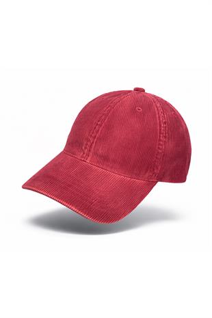 Washed Cord Şapka – Fitilli Dokulu Kadife Kırmızı Kep