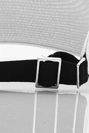 Kadın Geniş Siperli Vizör Hasır Plaj Şapkası Beyaz