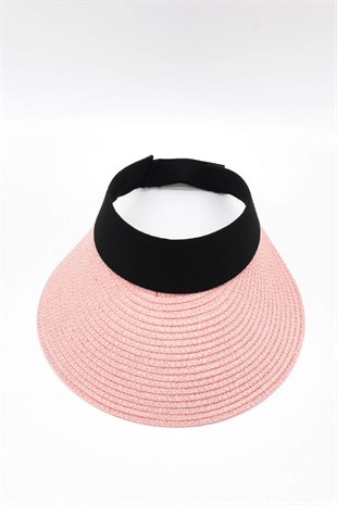 Womens Wide Powder Visor Straw Beach Hat