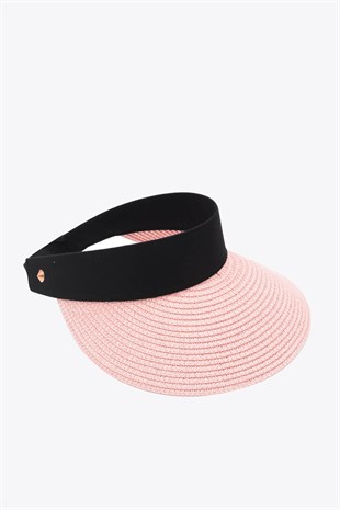 Womens Wide Powder Visor Straw Beach Hat