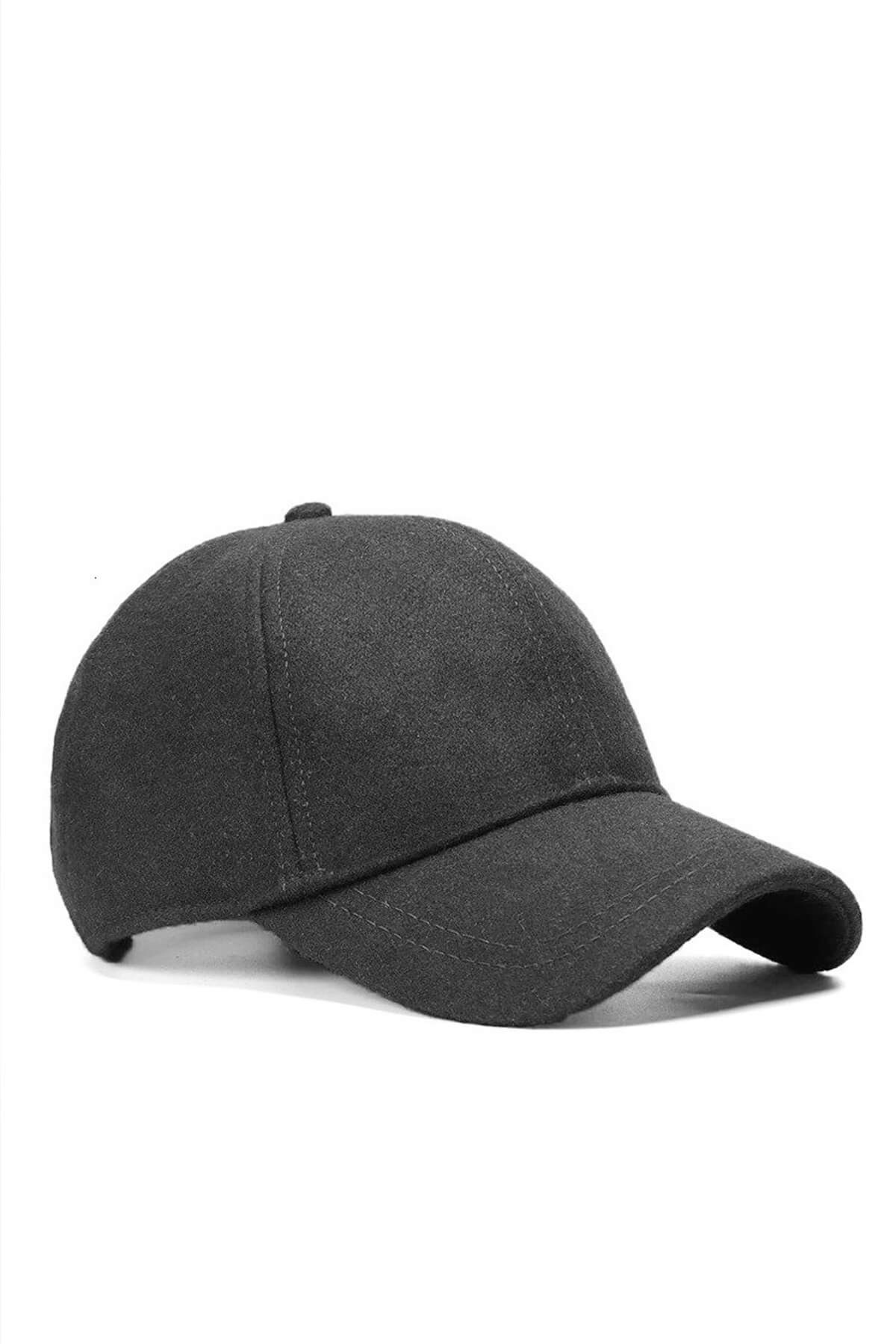Külah Erkek Beyzbol Şapkası Yün Kışlık Kep-Antrasit KLH6875