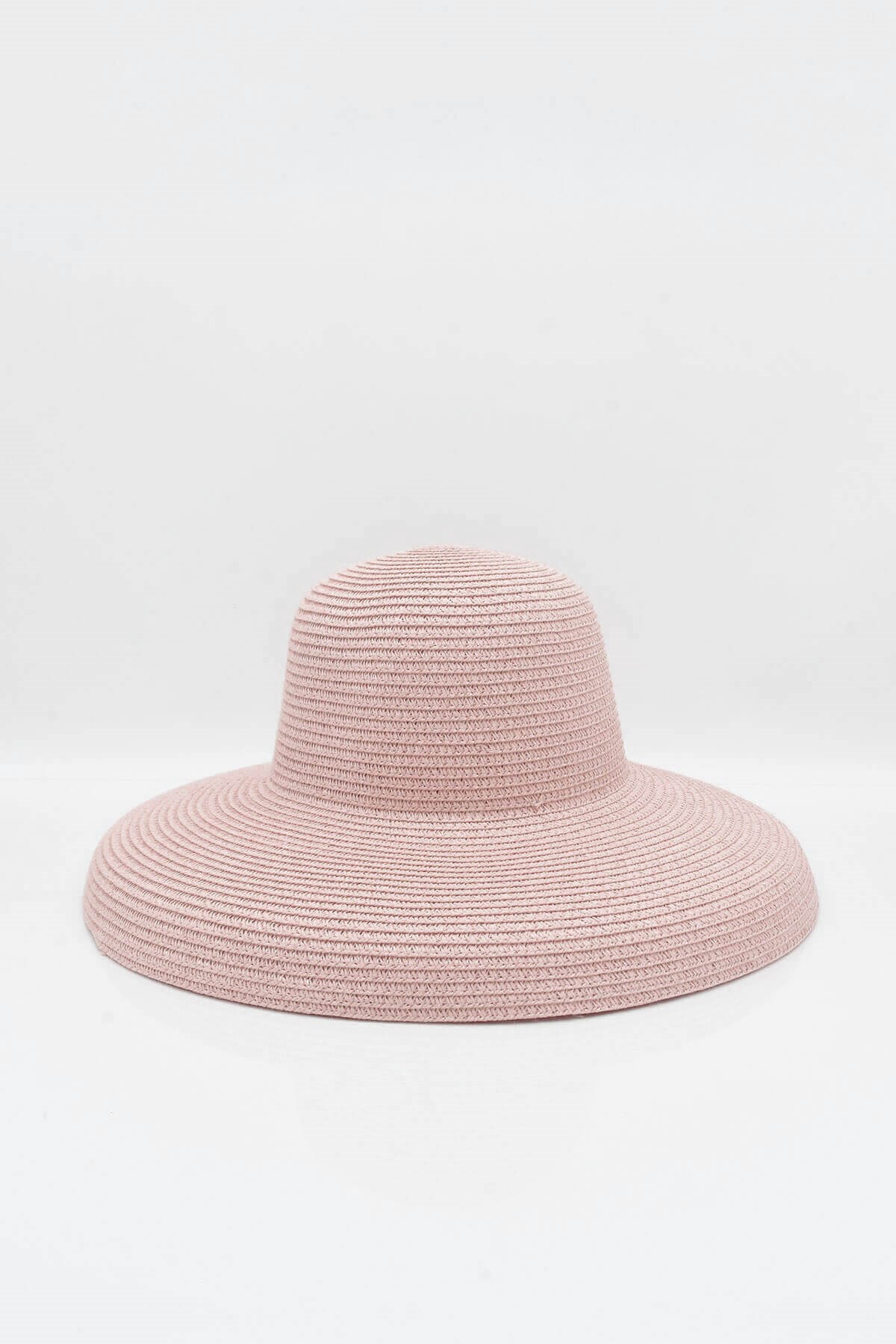 Kadın Kenarları Dalgalı Trend Pudra Hasır Şapka
