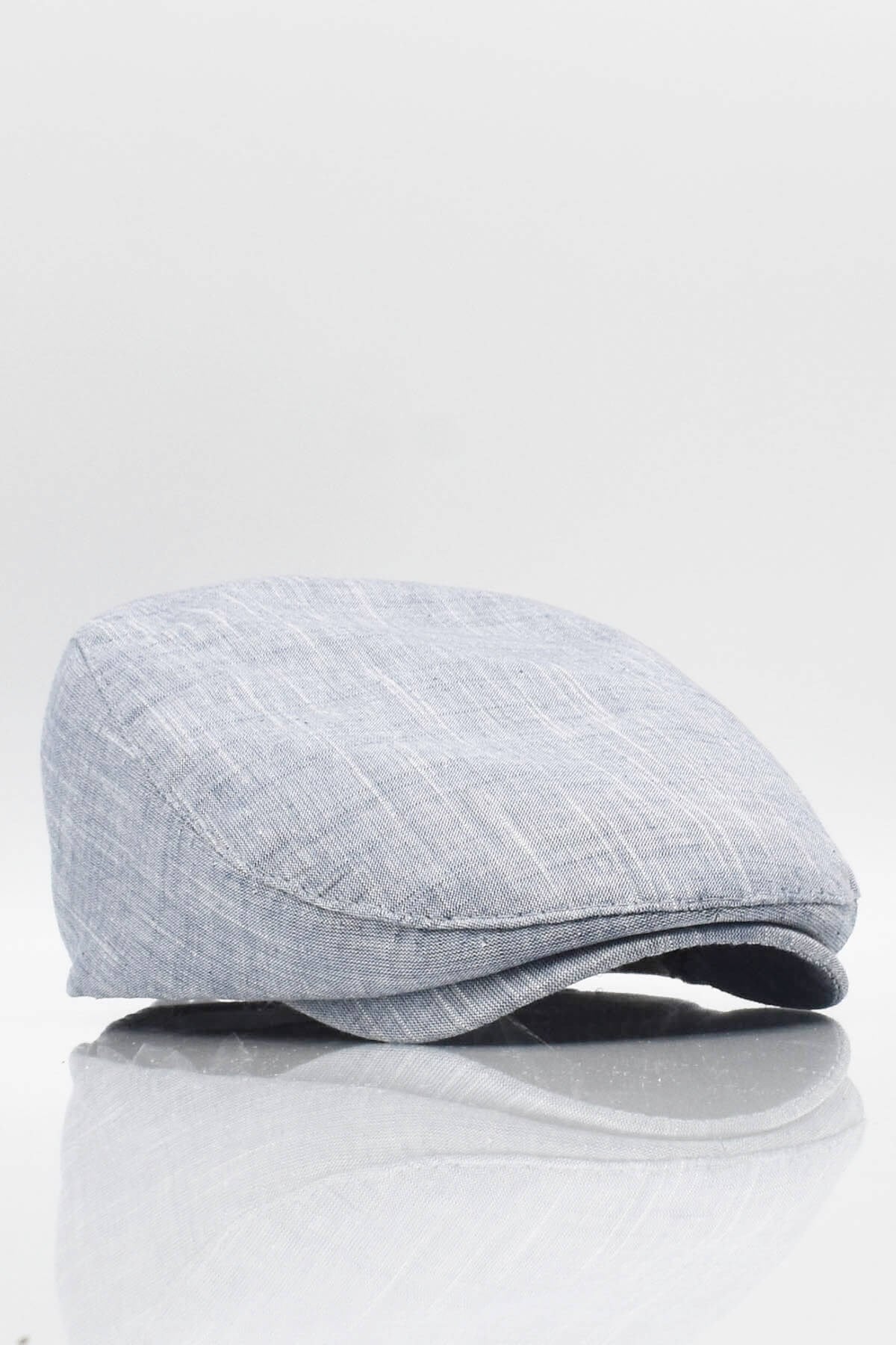 Erkek Düz Pamuklu Gri Flat Cap Kasket