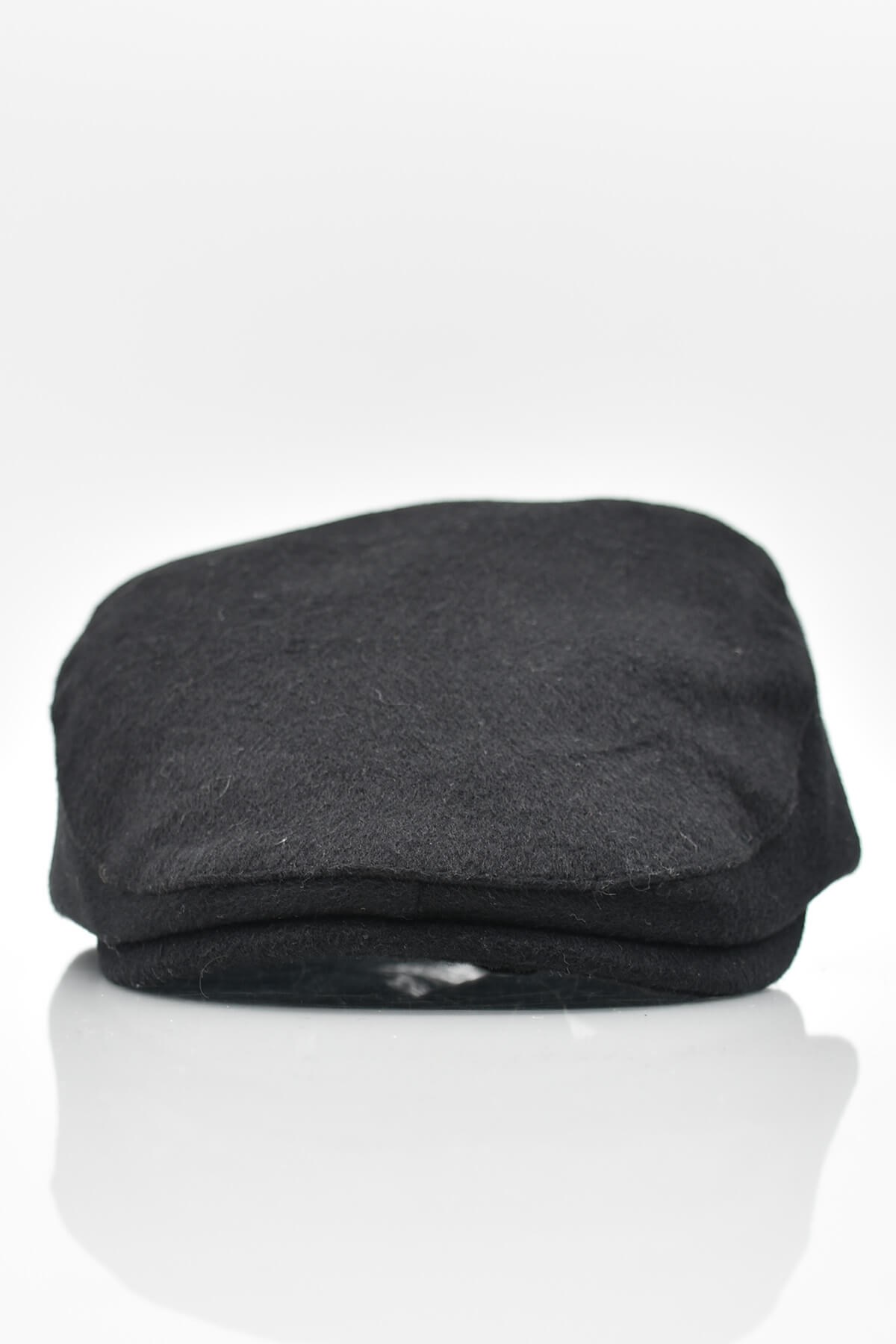 Siyah Yünlü Kışlık Erkek Kasket Driver Şapka Flat Cap