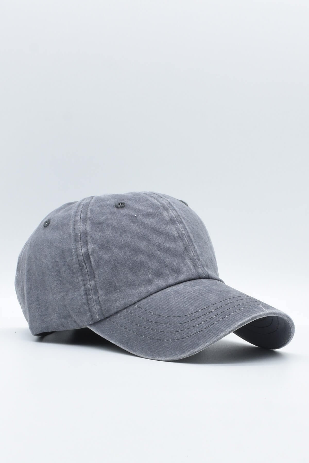 Washed Fabric Cotton Grey Women's Hat Cap