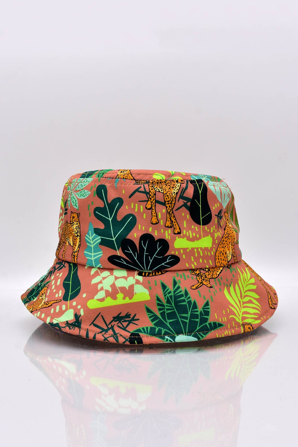 Çocuk Kaplan Baskılı Bucket Şapka Güneş Koruyucu 8-14 Yaş Kumaş Fötr Şapka