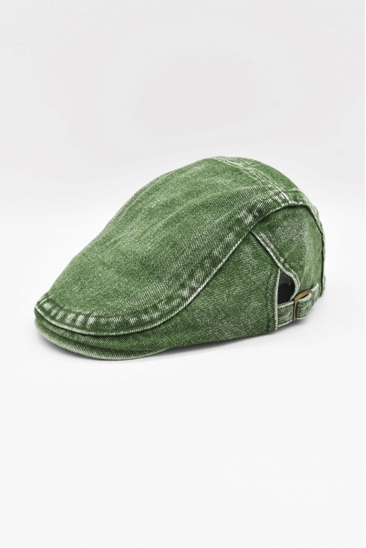 Külah Ayarlanabilir Tokalı Yeşil Denim Yazlık Erkek Kot Kasket Şapka KLH7588