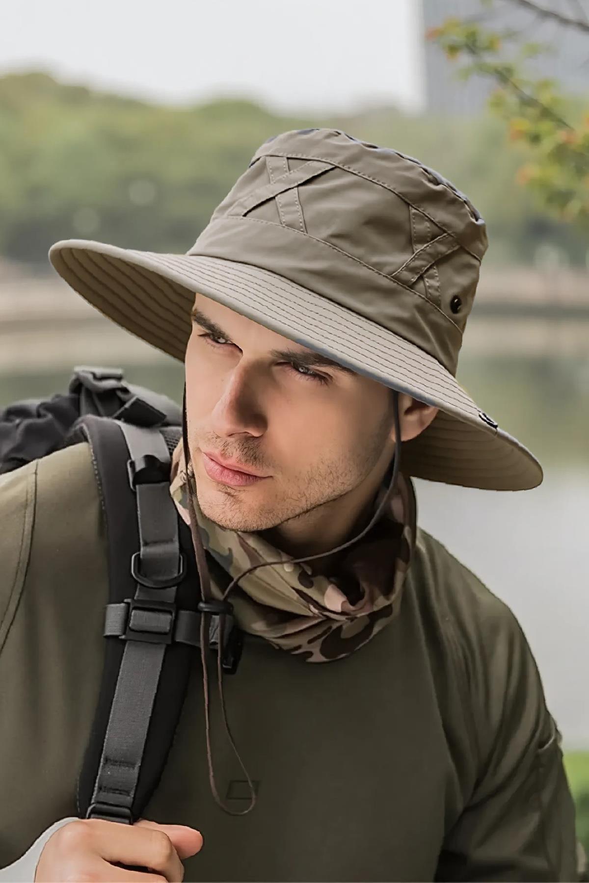 Külah Bej Outdoor Şapka Uv Korumalı Nefes Alan Safari Şapkası KLH7527