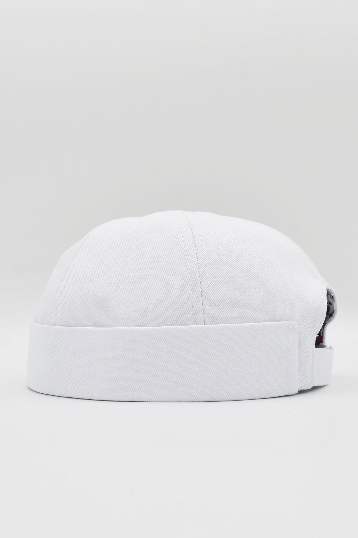 White %100 Cotton Cap Docker Hat Velcro