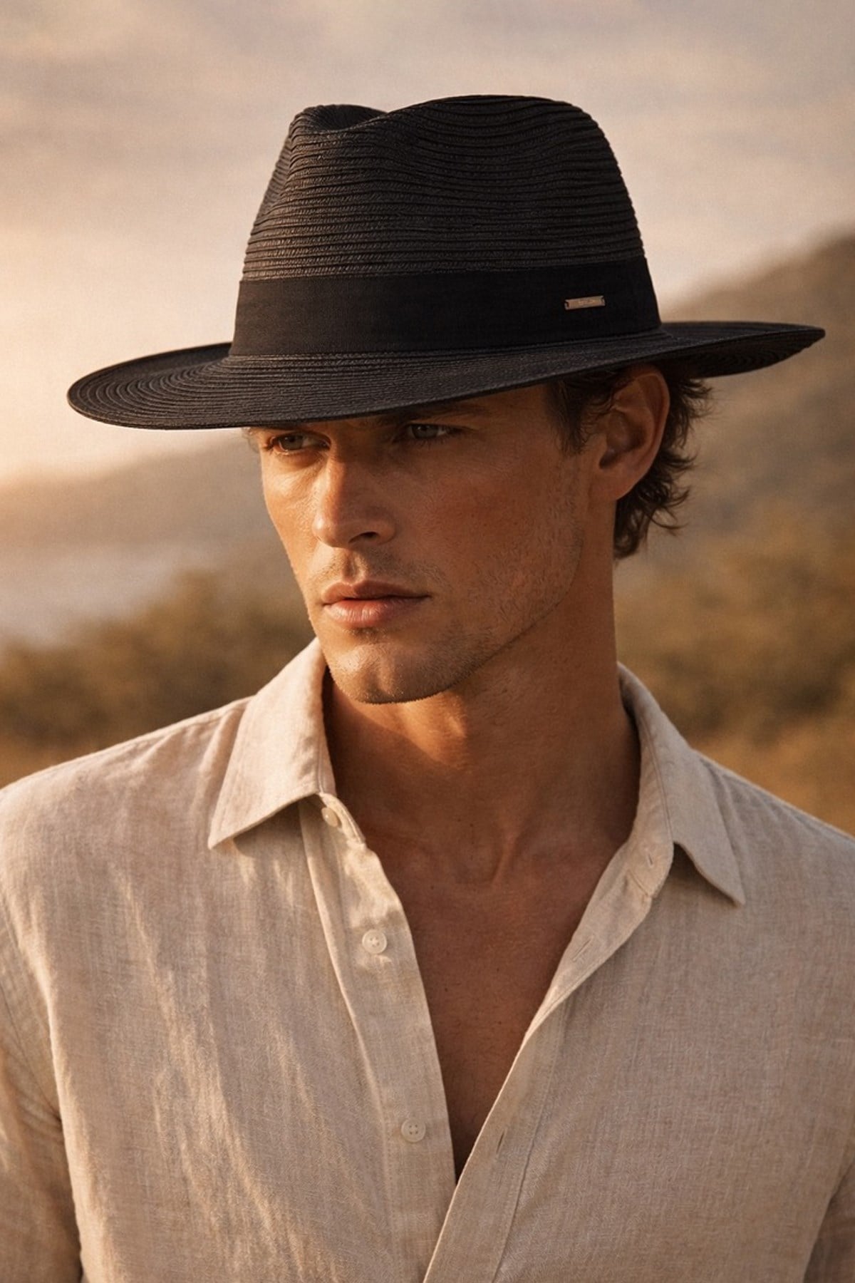 Külah Coastal Shade Keten Bantlı Yaz Şapkası - Midnight KLH7585