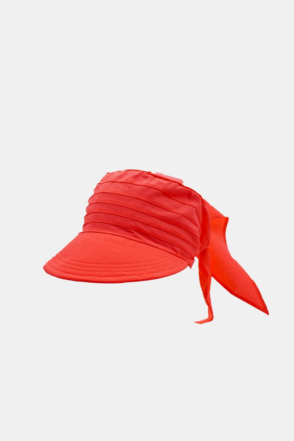 Child Safari Tied Scarf Bandana Beach Hat 8-15 Age-Red
