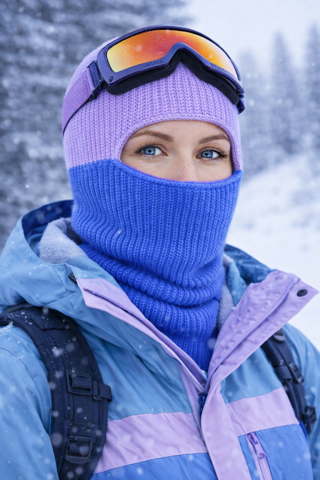 Külah Color Block Renkli Balaclava Kar Maskesi Triko Bere Boyunluk 1 Adet KLH7321