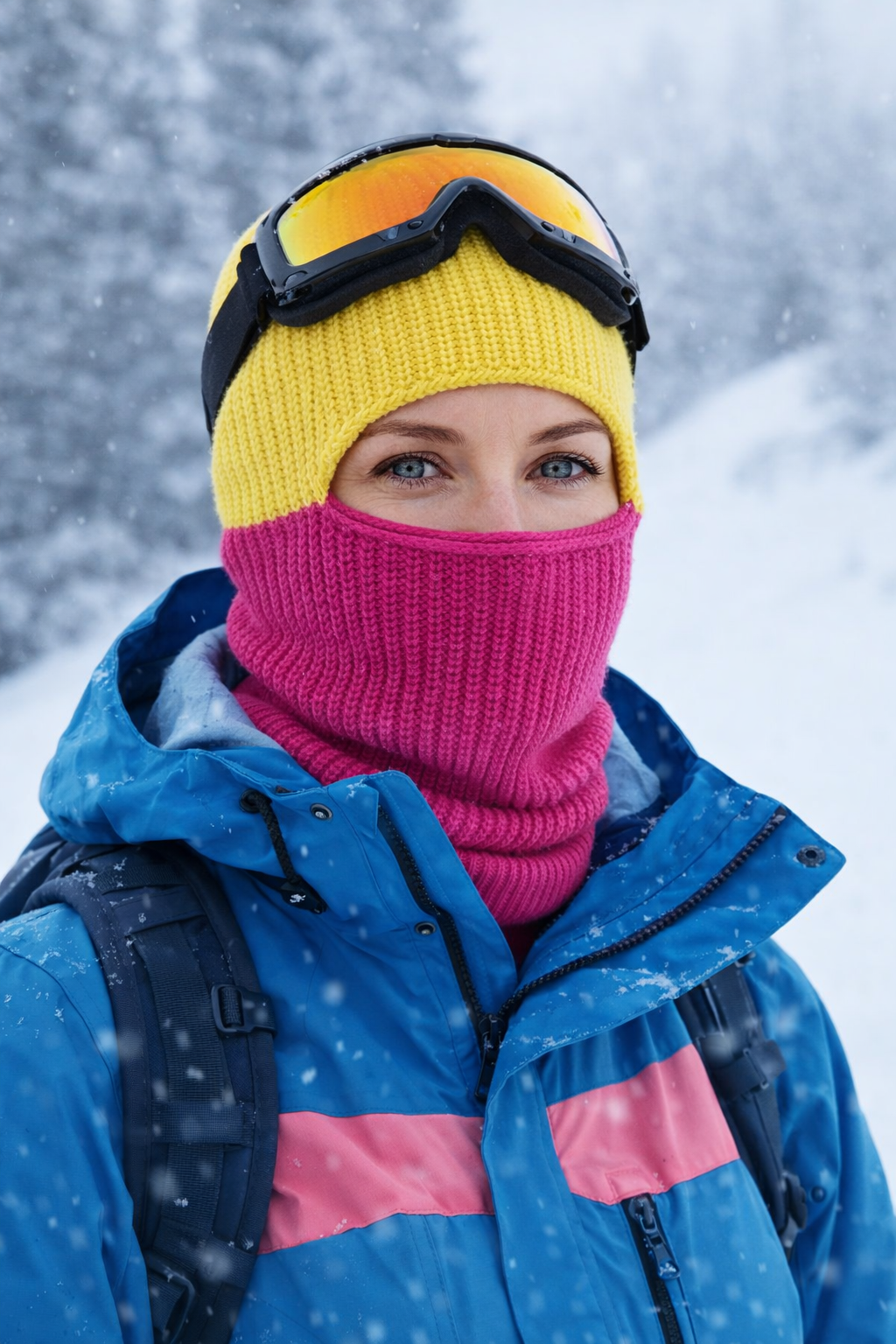 Külah Color Block Balaclava Snow Mask Knit Beanie Neck Collar  KLH7321